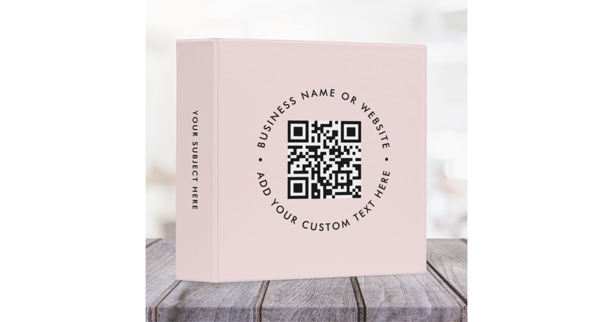 QR Code | Blush Pink Feminine Business Promotional 3 Ring Binder | Zazzle