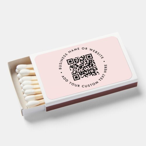 QR Code  Blush Pink Feminine Business Promotional Matchboxes