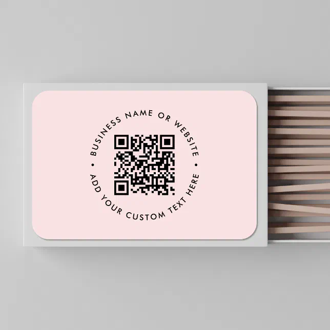 QR Code | Blush Pink Feminine Business Promotional Matchboxes | Zazzle