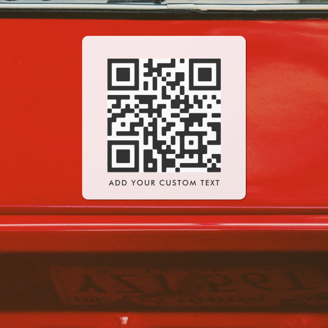 QR Code | Blush Pink Feminine Girly Scannable Car Magnet