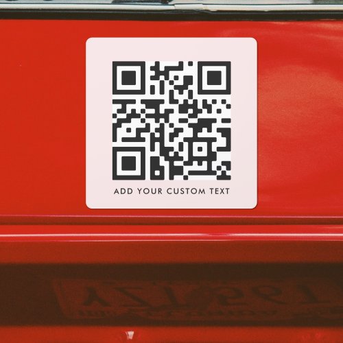 QR Code  Blush Pink Feminine Girly Scannable Car Magnet