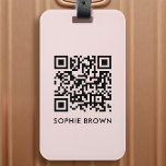QR Code Blush Pink Feminine Scannable Contact Lost Luggage Tag<br><div class="desc">A simple stylish custom QR code luggage tag design in a modern minimalist typography on a simple blush pink background. The QR code and name can easily be personalized to make a design as unique as you are! The perfect bespoke gift or accessory to ensure that your luggage is safely...</div>