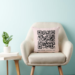 QR Code | Blush Pink Minimalist Simple Scannable Throw Pillow