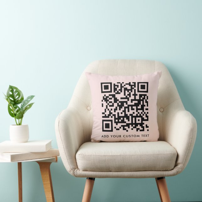 QR Code | Blush Pink Minimalist Simple Scannable Throw Pillow (Chair)