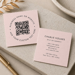 QR Code   Blush Pink Modern Professional Square Business Card