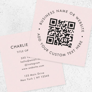Qr Code | Blush Pink Modern Professional Square Business Card by GuavaDesign at Zazzle