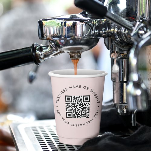 QR Code  Blush Pink Promotional Business Paper Cups