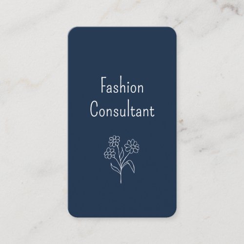 QR code Boho Flower Illustration Simple Navy Blue Business Card