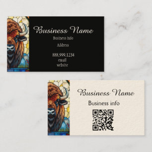 QR Code Bold Bison Buffalo Animal Nature Art Business Card
