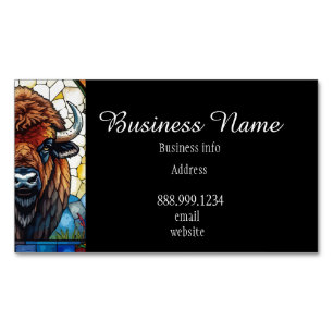 QR Code Bold Bison Buffalo Animal Nature Art Business Card Magnet