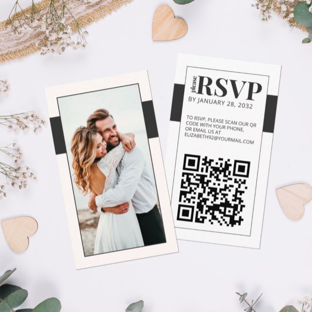 QR Code bold minimal photo online RSVP Enclosure  (Creator Uploaded)