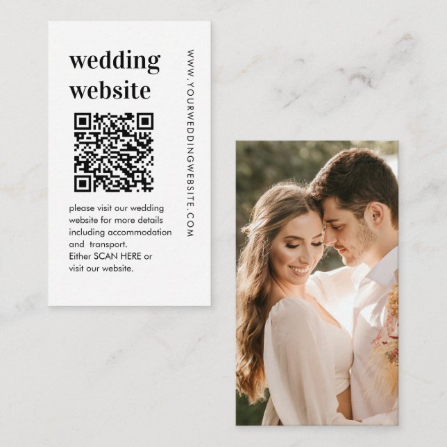 QR Code Bold Wedding Website  Enclosure Card (Front/Back)