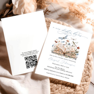 QR Code Book New Chapter Begins Bridal Shower Invitation