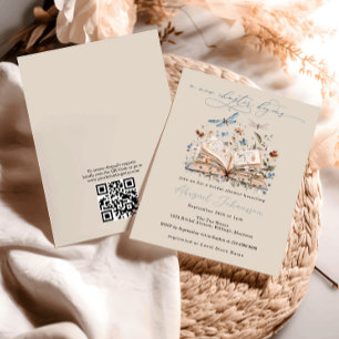 QR Code Book New Chapter Begins Bridal Shower Invitation
