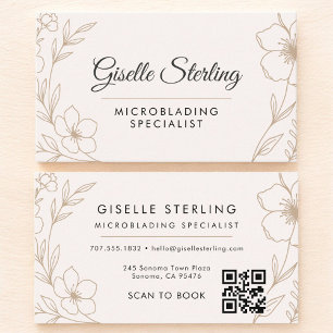 QR Code Botanical Blush Microblading Specialist Business Card