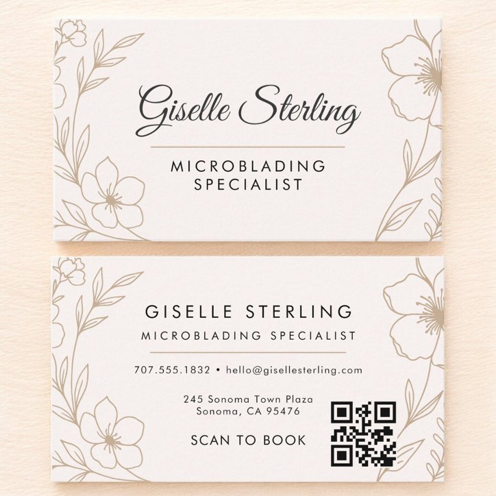 QR Code Botanical Blush Microblading Specialist Business Card