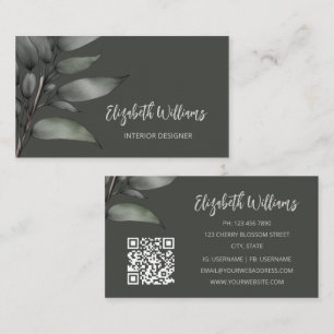 QR Code Botanical Sketch Business Card