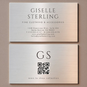 QR Code Boutique Clothing Metallic Luxury  Business Card