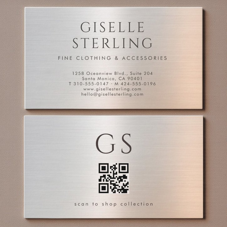 QR Code Boutique Clothing Metallic Luxury Business Card
