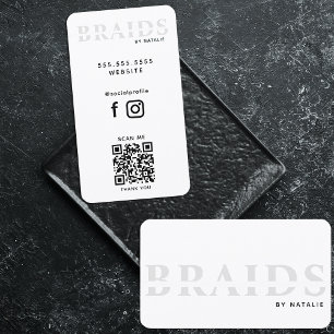 QR Code Braids Beauty Salon Braiding Hairstylist Business Card