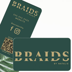 QR Code Braids Beauty Salon Braiding Hairstylist Business Card