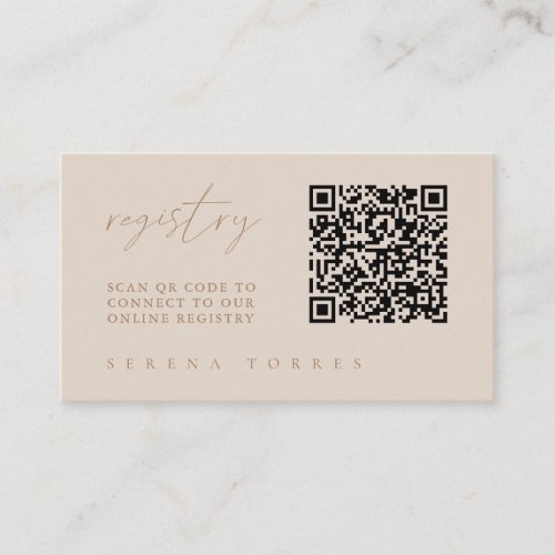 QR Code Bridal Shower Registry Modern Enclosure Card