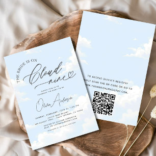 QR Code Bride Is On Cloud Nine Bridal Shower Invitation