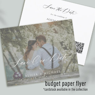 QR CODE budget elegant photo wedding save the date Flyer