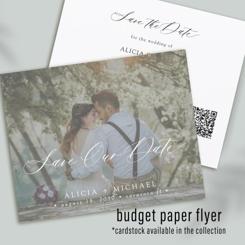 QR CODE budget elegant photo wedding save the date Flyer