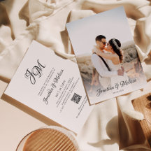 QR Code Budget Monogram Script Photo Wedding