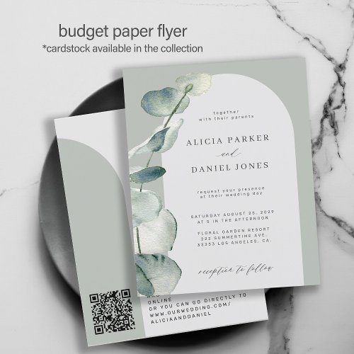 QR CODE budget sage arch wedding invitation Flyer