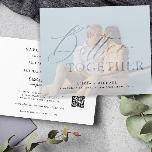 QR CODE budget script photo wedding save the date