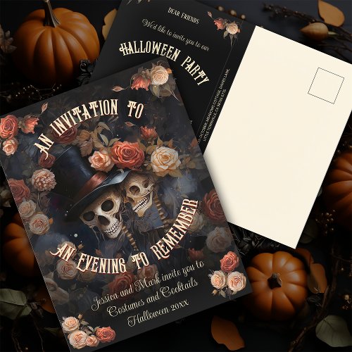 QR Code Budget Skeletons RSVP Halloween Invitation Postcard