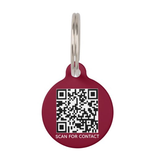 QR Code burgundy contactless contact Info dog cat Pet ID Tag