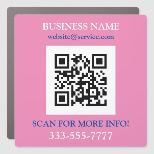 QR Code Bus Name Promo Pink Blue White Car Magnet