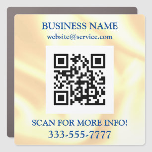 QR Code Bus. Name Promo, Yellow Gold Iridescent Car Magnet