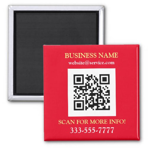 QR Code Bus Name Promo Yellow White Red Magnet