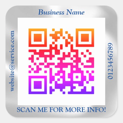 QR Code Bus Name Website Promo Iridescent Vs 5 Square Sticker