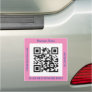 QR Code Bus. Name Website Promo, Pink Car Magnet