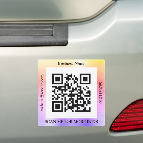 QR Code Bus Name Website Promo Rainbow Car Magnet