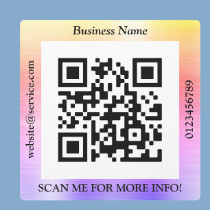 QR Code Bus. Name Website Promo, Rainbow Car Magnet