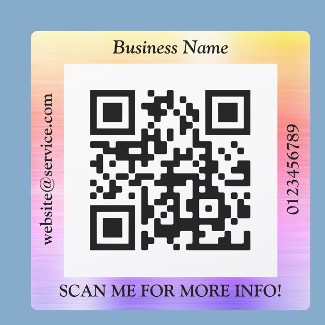 QR Code Bus. Name Website Promo, Rainbow Car Magnet (Creator Uploaded)