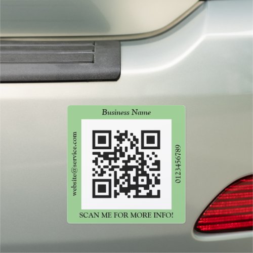 QR Code Bus Name Website Promo Sage Car Magnet