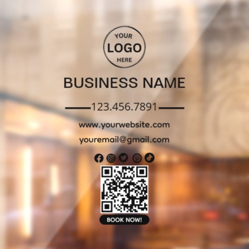 Qr Code Business Black Logo Social Media  Window Cling