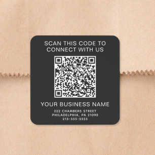 QR Code Business Black Square Sticker