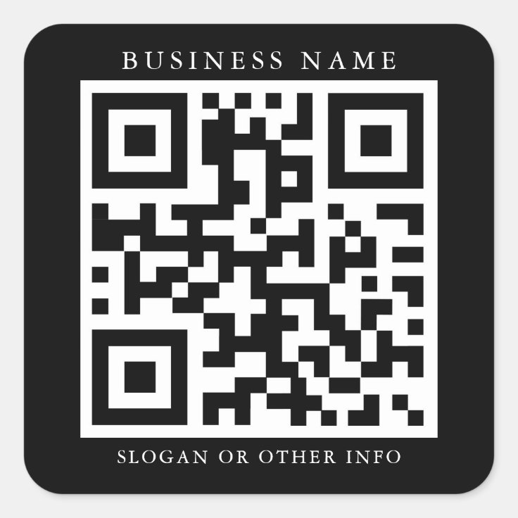 QR Code Business Black Square Sticker | Zazzle