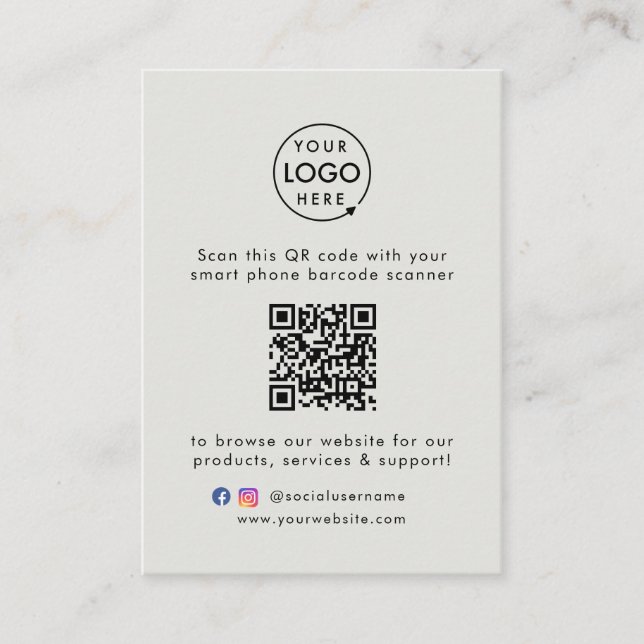 QR Code Business Card | Large Promotional Cards (Front)