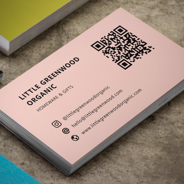 QR Code Business Card | Modern Feminine Pink  (Add your website or social profile URL for a scannable QR code card with instant connectivity)