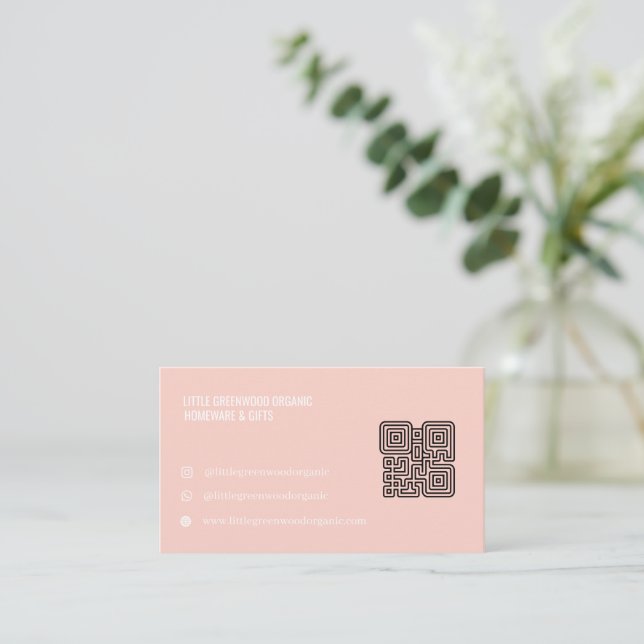 QR Code Business Card | Modern Feminine Pink (Standing Front)