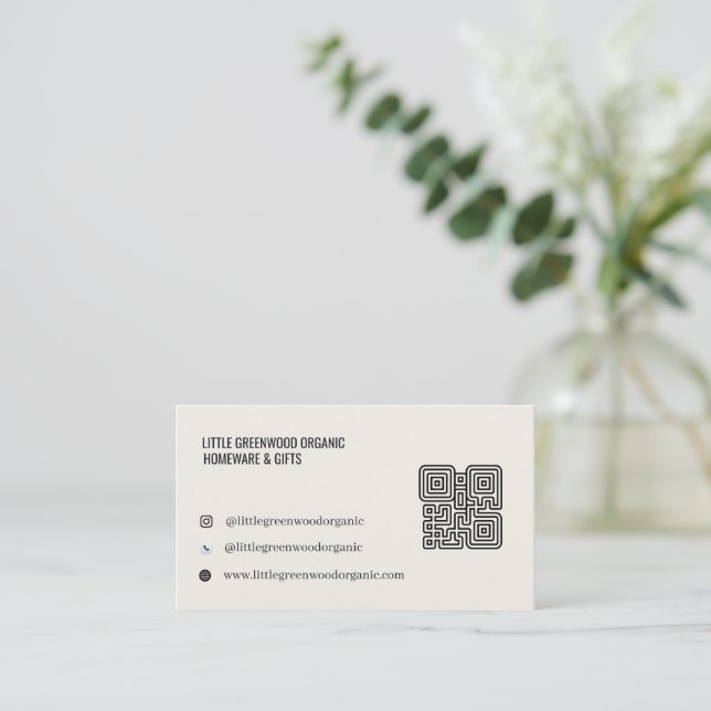QR Code Business Card |  Modern Minimalist Neutral (Standing Front)